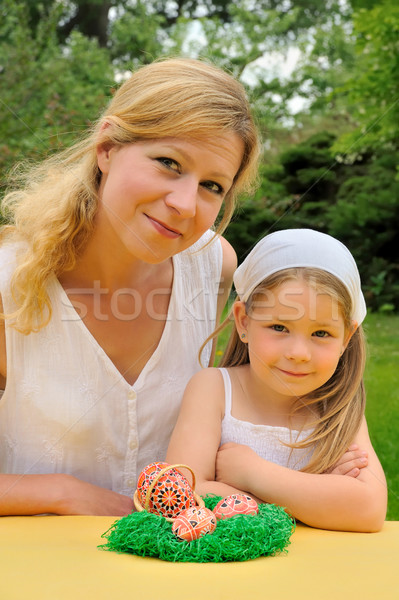 Young mother and daughter having Easter time Stock photo © brozova