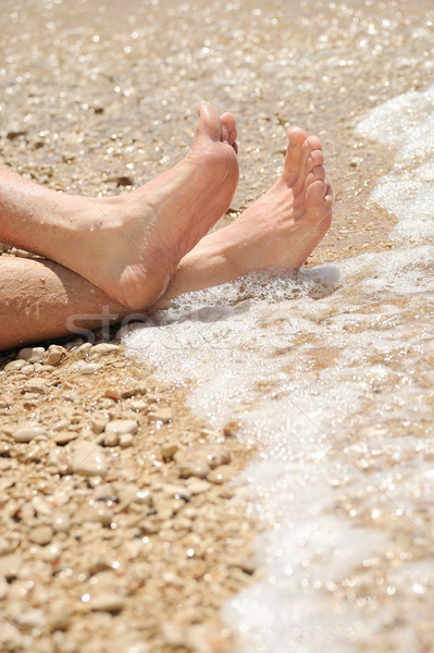 пляж подробность мужчины ног человека Сток-фото © brozova