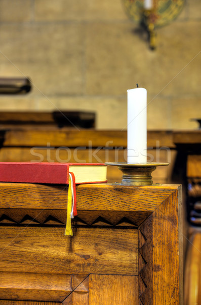 Detail of hymnal and candle Stock photo © brozova