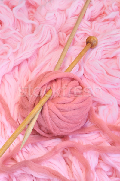 Sphere of pink wool with needles Stock photo © brozova