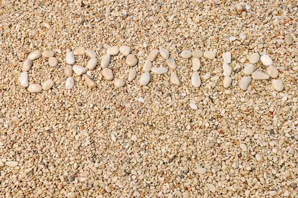 Croatia word made of pebbles, authentic picture of Hvar’s beach Stock photo © brozova