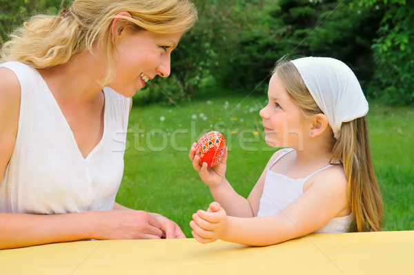 Young mother and daughter having Easter time Stock photo © brozova