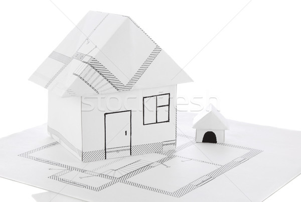 Stock foto: Haus · Origami · isoliert · weiß · Papier · Gebäude