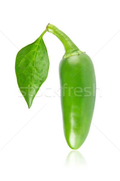 Friss jalapeno chilipaprika zöld levél bors izolált Stock fotó © brulove