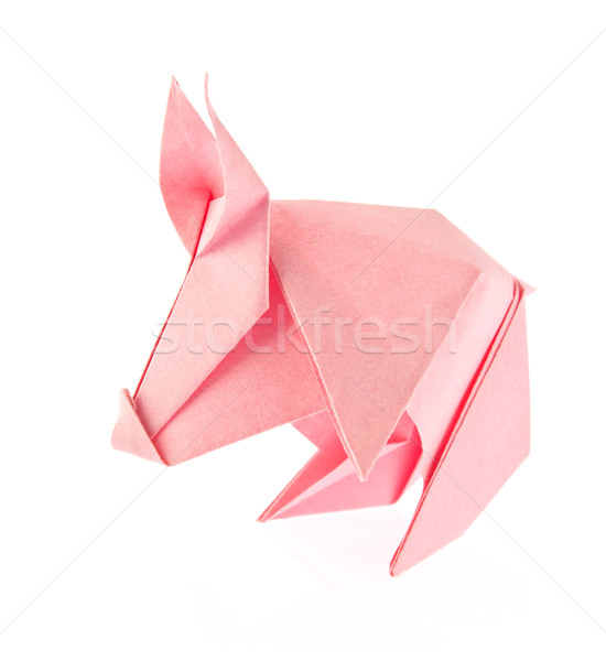 Rosa suino origami isolato bianco sfondo Foto d'archivio © brulove