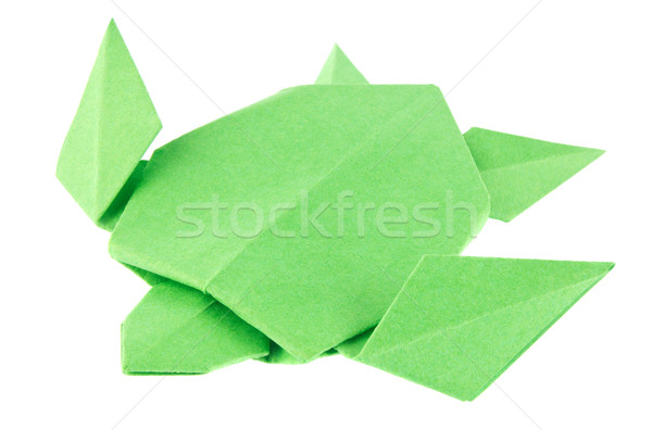 Verde mare broască ţestoasă origami izolat alb Imagine de stoc © brulove