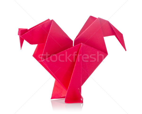 Stock photo: Red cock oforigami