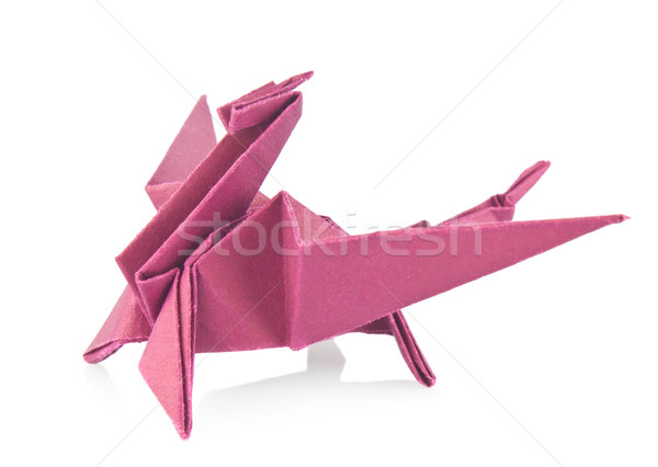 Violet balaur origami izolat alb hârtie Imagine de stoc © brulove