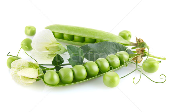 fresh green pea in the pod with leaves and flower Stock photo © brulove