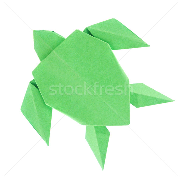 Verde mare tartaruga origami isolato bianco Foto d'archivio © brulove