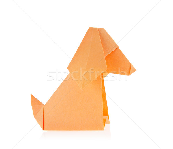 Stock foto: Orange · Hund · Origami · isoliert · weiß · Hintergrund