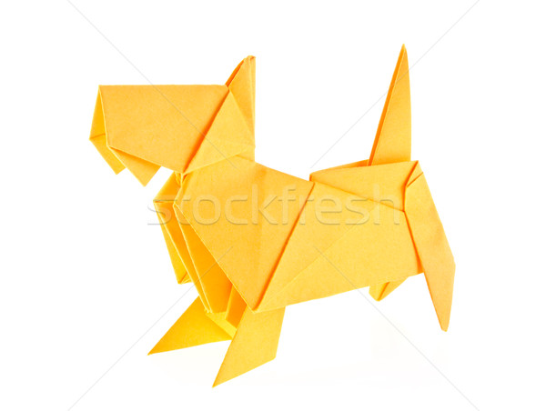 Gelb terrier Origami isoliert weiß Hund Stock foto © brulove