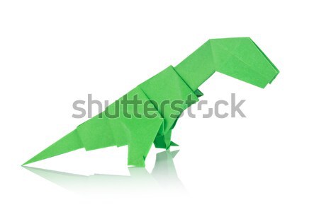 ストックフォト: 緑 · 恐竜 · 折り紙 · 孤立した · 白 · 背景