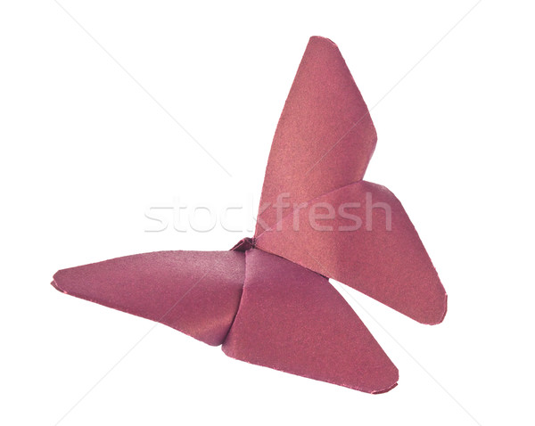 Stockfoto: Paars · vlinder · origami · geïsoleerd · witte · achtergrond