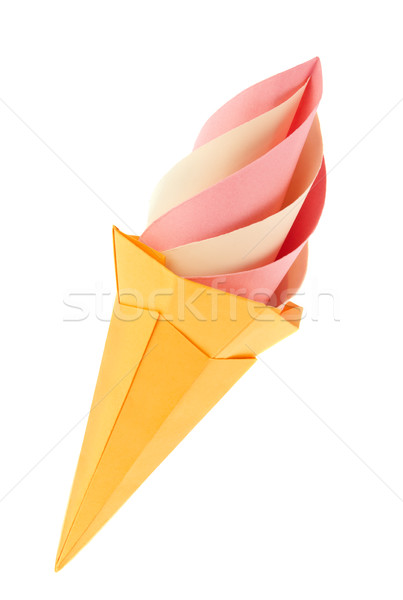 Foto stock: Fruto · rosa · baunilha · sorvete · waffle · cone