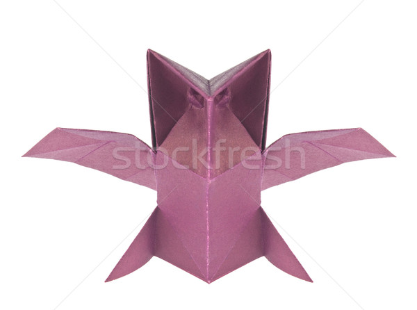 Violet bufniţă origami izolat alb hârtie Imagine de stoc © brulove