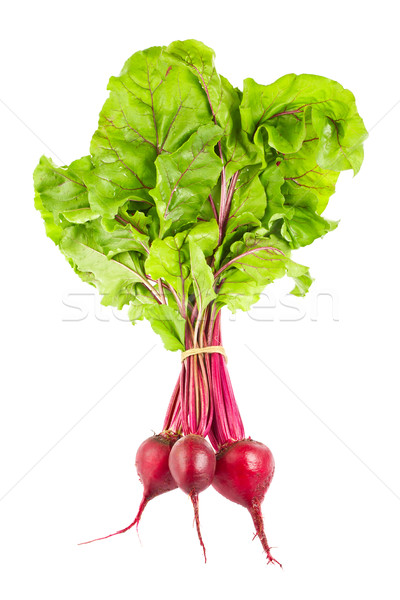 Stock photo: Fresh juicy organic beet with green leaves