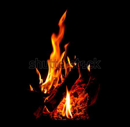 Feuer Kamin isoliert schwarz Hintergrund orange Stock foto © brulove