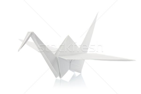 Foto d'archivio: Bianco · origami · isolato · sfondo · uccello · pace