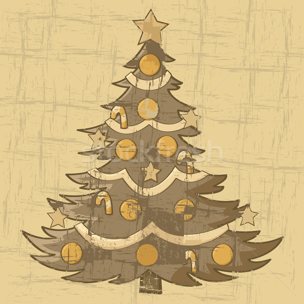 Vintage árbol de navidad Cartoon ilustración edad papel de estraza Foto stock © bruno1998