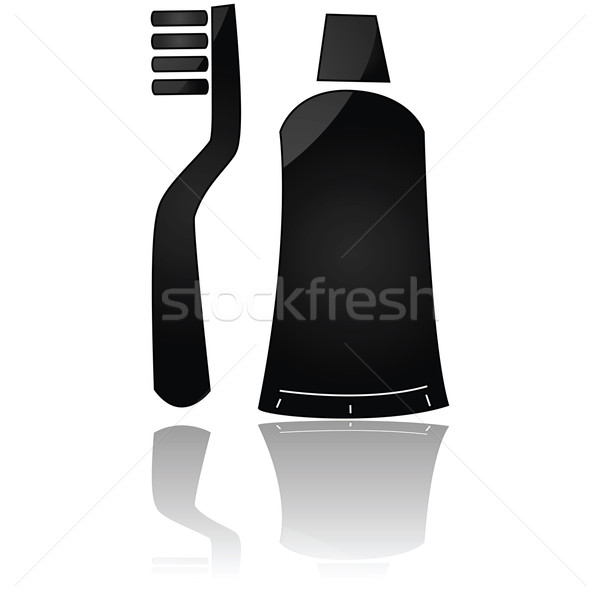 Brosse à dents dentifrice icône tube noir [[stock_photo]] © bruno1998