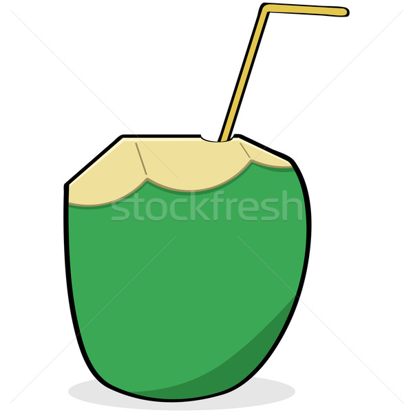 Kokosowe wody cartoon ilustracja słomy Zdjęcia stock © bruno1998