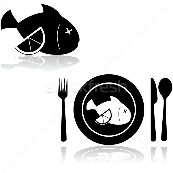 Сток-фото: рыбы · лимона · икона · иллюстрация · мертвых