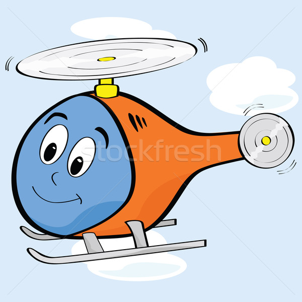 Cartoon helikopter illustratie cute lachend gezicht hemel Stockfoto © bruno1998