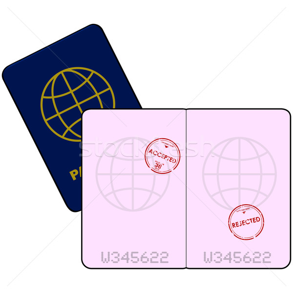 Elutasított rajz illusztráció mutat útlevél bélyegek Stock fotó © bruno1998