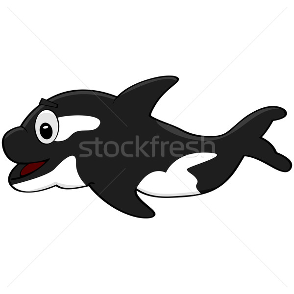 Karikatur Killer Wal Illustration Schwimmen glücklich Stock foto © bruno1998