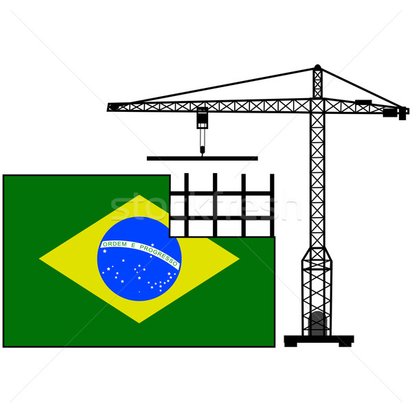 Brasil construcción ilustración bandera grúa Foto stock © bruno1998