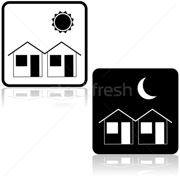 Környék ikon illusztráció mutat pár házak Stock fotó © bruno1998