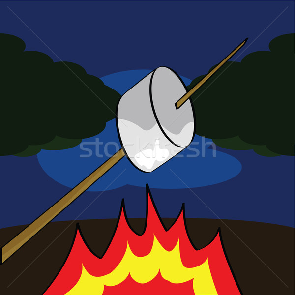 Marshmallow Karikatur Illustration das Feuer eröffnen Freien Stock foto © bruno1998
