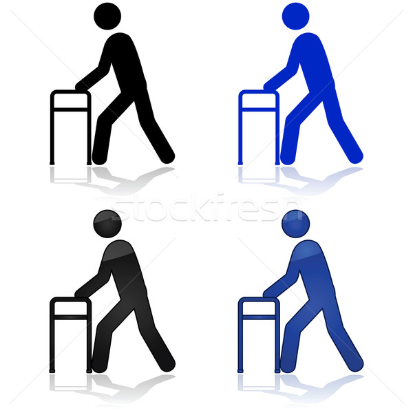 [[stock_photo]]: Homme · marche · aide · icône · illustration