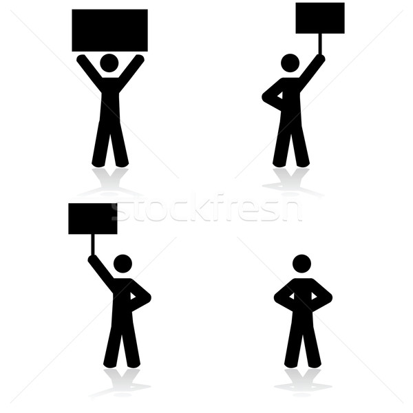 Protest iconen illustratie tonen stick man Stockfoto © bruno1998
