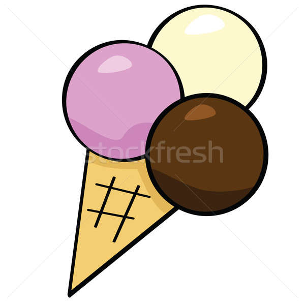 Cartoon helado ilustración cono de helado tres arte Foto stock © bruno1998