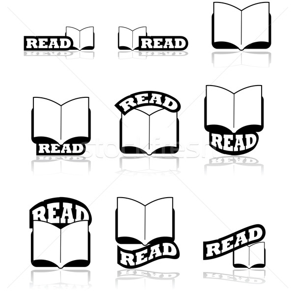 Lire icônes livre ouvert différent [[stock_photo]] © bruno1998