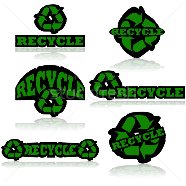 Zdjęcia stock: Recyklingu · ikona · słowo · recyklingu
