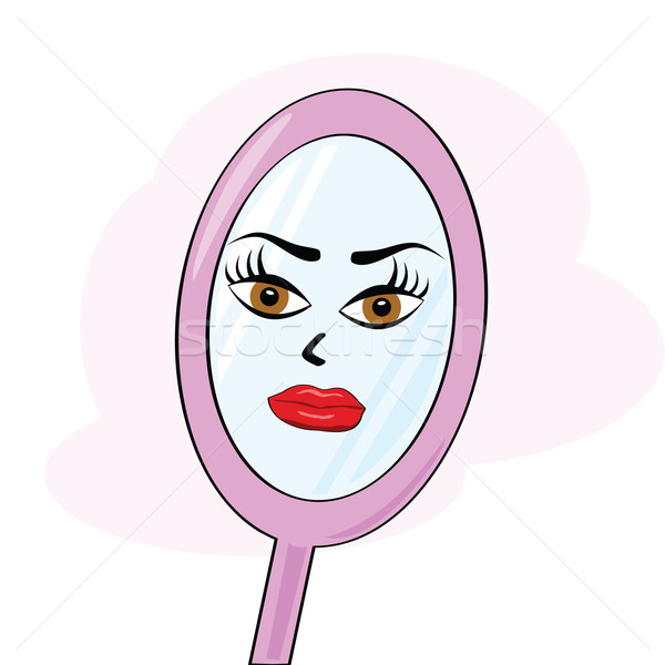 Schönheit Spiegel Karikatur Illustration Gesicht Kunst Stock foto © bruno1998