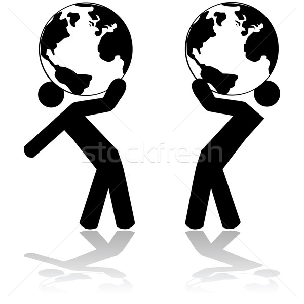 Stockfoto: Planeet · illustratie · tonen · man · aarde