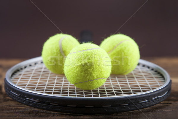 Set Tennisschläger Ball Tennis Jahrgang Stock foto © BrunoWeltmann