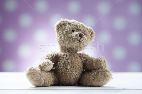 Teddybeer vergadering witte houten bureau muur Stockfoto © BrunoWeltmann