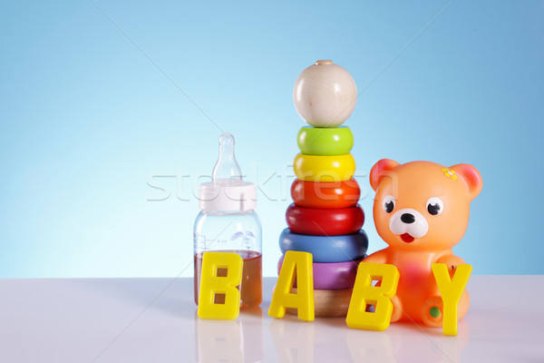 Bebek oyuncakları tablo arka plan eğlence kırmızı Stok fotoğraf © BrunoWeltmann