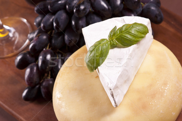 Stock photo: Cheese and wine composition