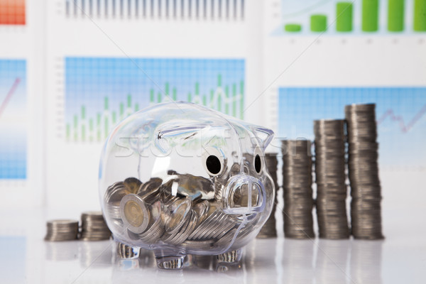экономия Piggy Bank деньги изолированный белый стекла Сток-фото © BrunoWeltmann