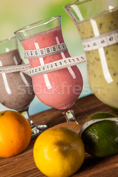 Zdrowa dieta białko owoce sportu fitness wody Zdjęcia stock © BrunoWeltmann