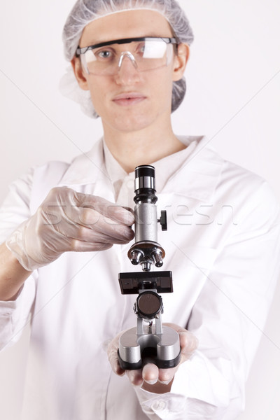 Om de ştiinţă zâmbet faţă muncă medical tehnologie Imagine de stoc © BrunoWeltmann