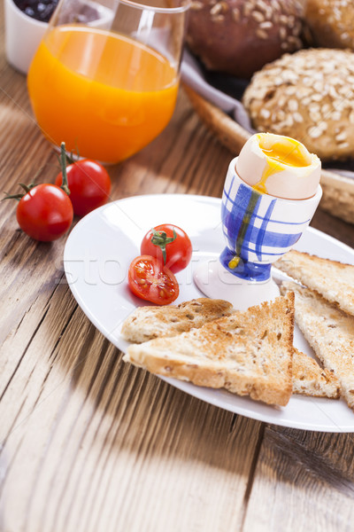 Ei ochtend peper tomaten crouton jam Stockfoto © BrunoWeltmann