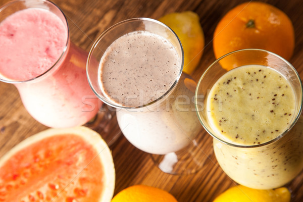 Stock photo: Healthy diet, protein shakes and fruits