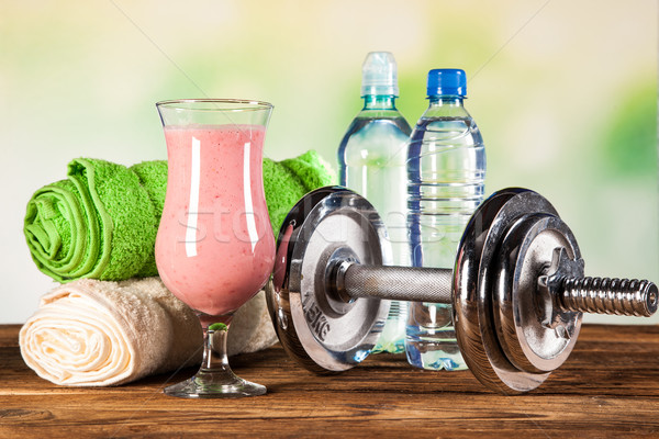 Healthy diet, protein shakes and fruits Stock photo © BrunoWeltmann